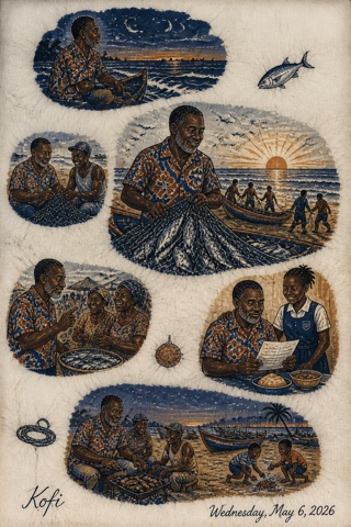 A diary page painted in Batik cloth
