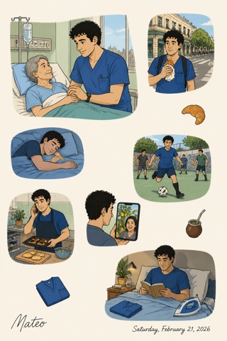 A diary page painted in Clear-line comic